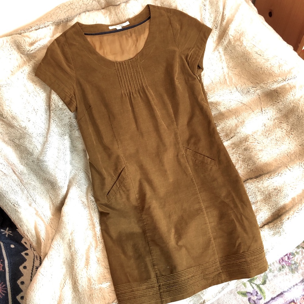 Boden Brown Corduroy Shift Dress with Pockets